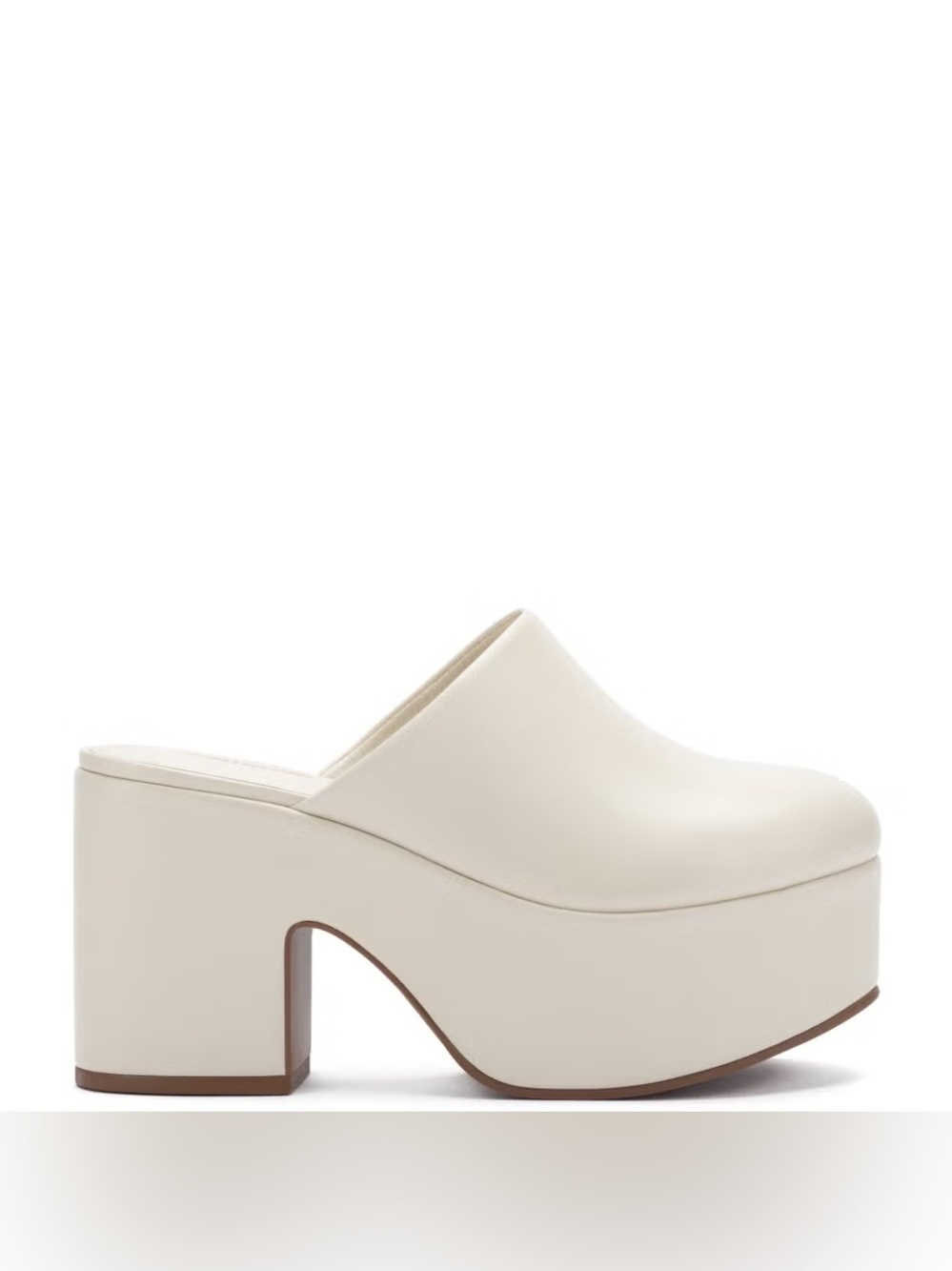 Larroude Cream Platform Mule Clogs